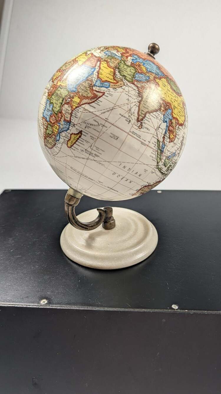 Home Essentials 6" White Marble Modern Decorative Globe